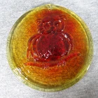 Blenko Glass Tangerine Amberina Owl on a Branch Window Ornament Sun Catcher