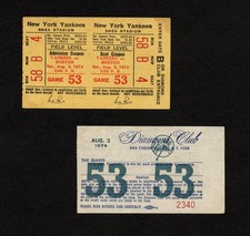 8-3-1974 Full Ticket & Diamond Club Pass RARE Jim Mason HR New York Yankees Win