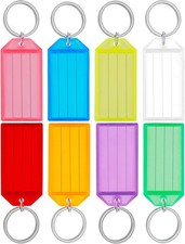 Tough Plastic Key Tags with Split Ring Label Window, Assorted Colors