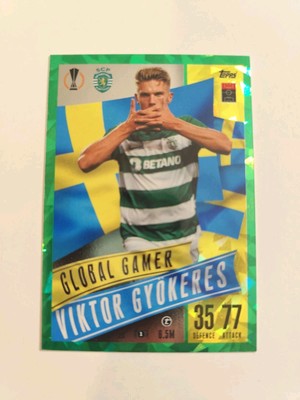 Match Attax Extra 23/24 Viktor Gyökeres Global Gamer Green Emerald Sporting #211