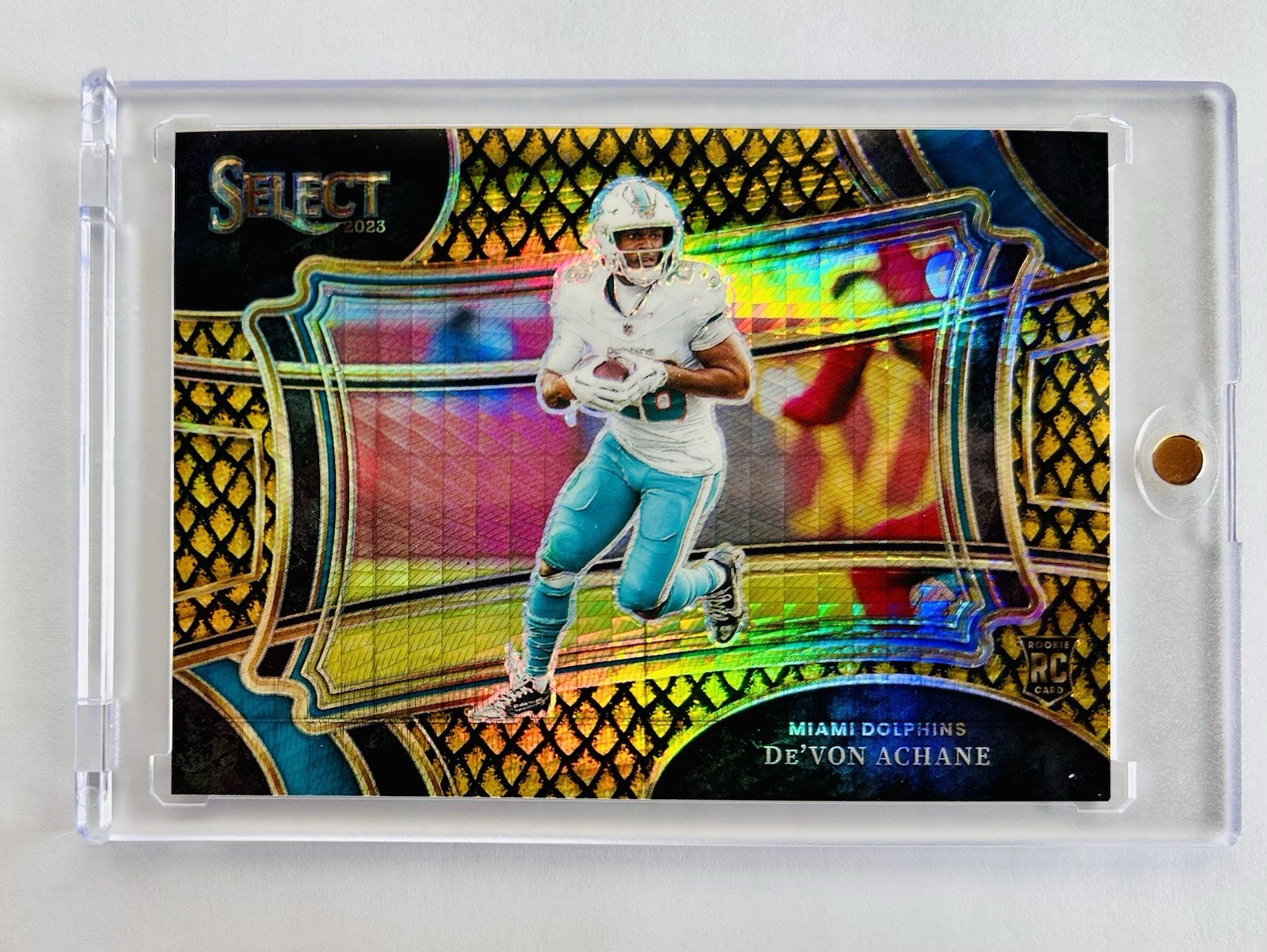 2023 Panini Select Field Level De'Von Achane #359 GOLD Dragon Scale Prizm /10 RC