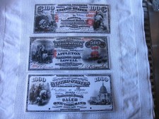 Banknoten- USA = 3 Banknoten -Massachusetts 19.- Jhdt.