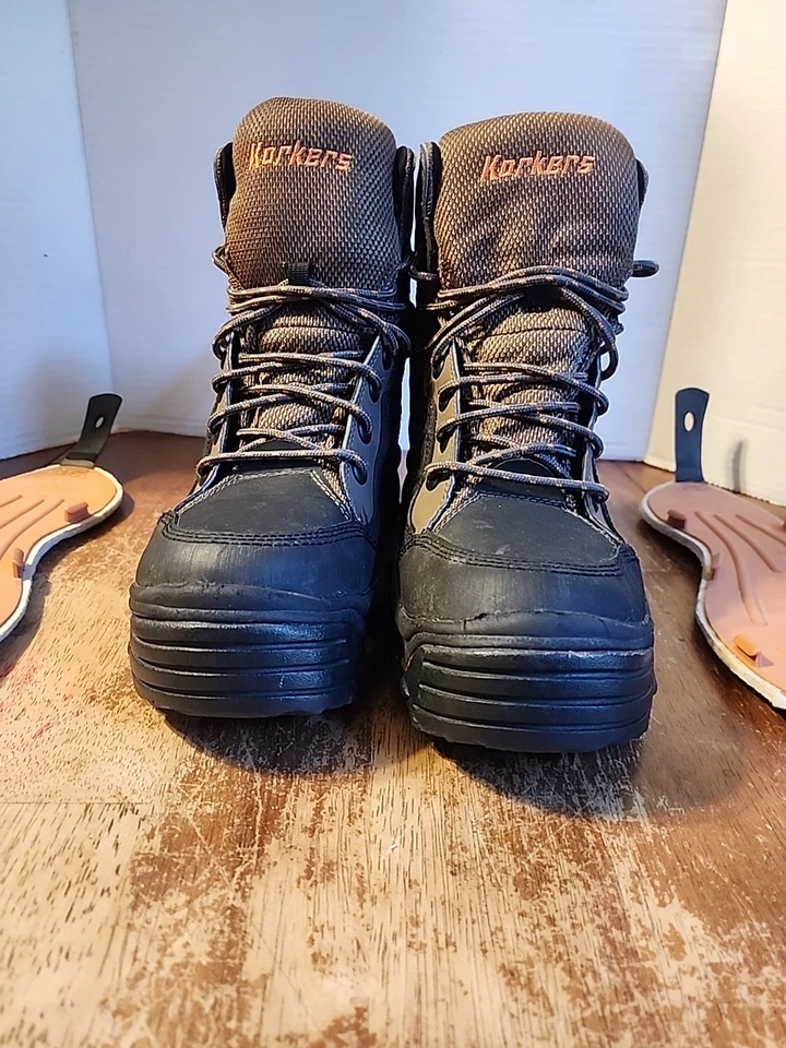 Botas de vadeo Korkers Buckskin con dos juegos bloqueo de tacón vadeo usadas en excelente estado para hombre talla 9 Foto 3 de 4