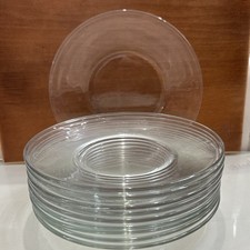 8 Clear Glass Salad Plates Plate Set of 8 Vtg Excellent shape