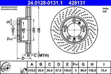 1x ATE Bremsscheibe 24.0128-0131.1 für BOXSTER 997 PORSCHE 996 CAYMAN 911 986
