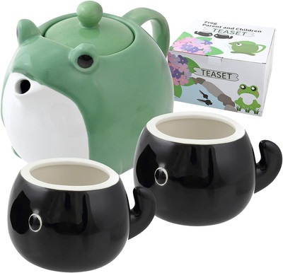 Frog Teapot & Cup Set, Japanese Tea Service with Filter & Gift Box (30 oz Teapot