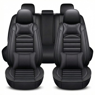 Luxury Leather Car 5 Seat Covers Front Rear Full Set Cushion Protector Universal