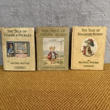 3 x 1930s Beatrix Potter Books ~ Pigling Bland, Benjamin Bunny, Ginger Pickles