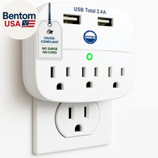 Cruise Approved Power Strip - Non Surge Protector for Cruise Ship with 2 USB Out