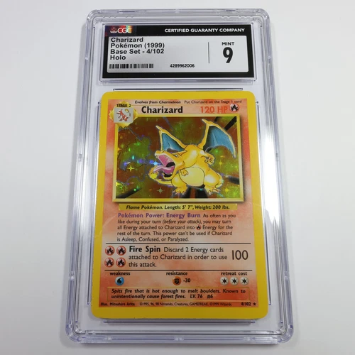 CGC 9 MT 1999 Pokemon 4/102 Charizard Holo Rare Base Set Card #57507L