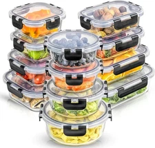 JoyJolt 24pc Borosilicate Glass Storage Containers with Lids
