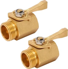 Heavy Duty Brass Garden Hose Shut off Valve, 3/4 Inch, 2-Pack with 2 Hose Washer