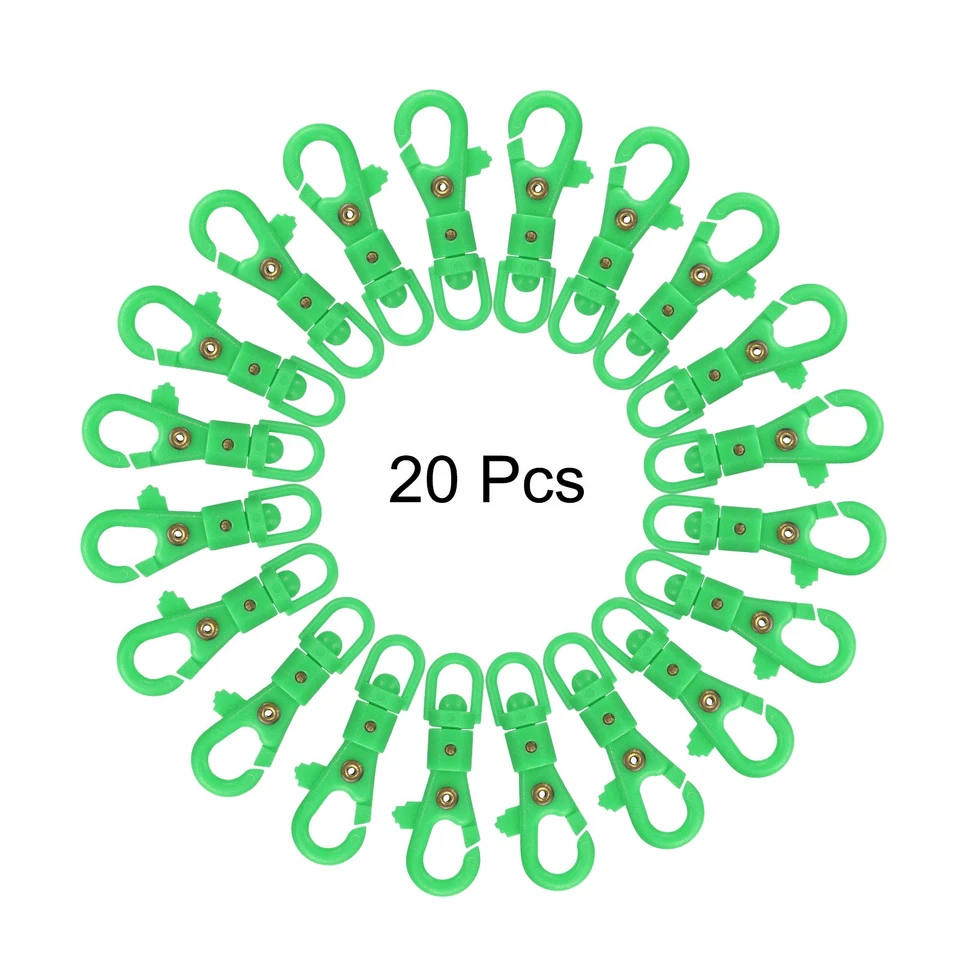 20 Pcs Plastic Lobster Claw Clasps Swivel Snap Hook Trigger Clip, Green Foto 3 de 4