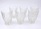 4 VTG Federal Glass Yorktown Iridescent Thumbprint 4.75” Footed Tumblers 8 Oz.