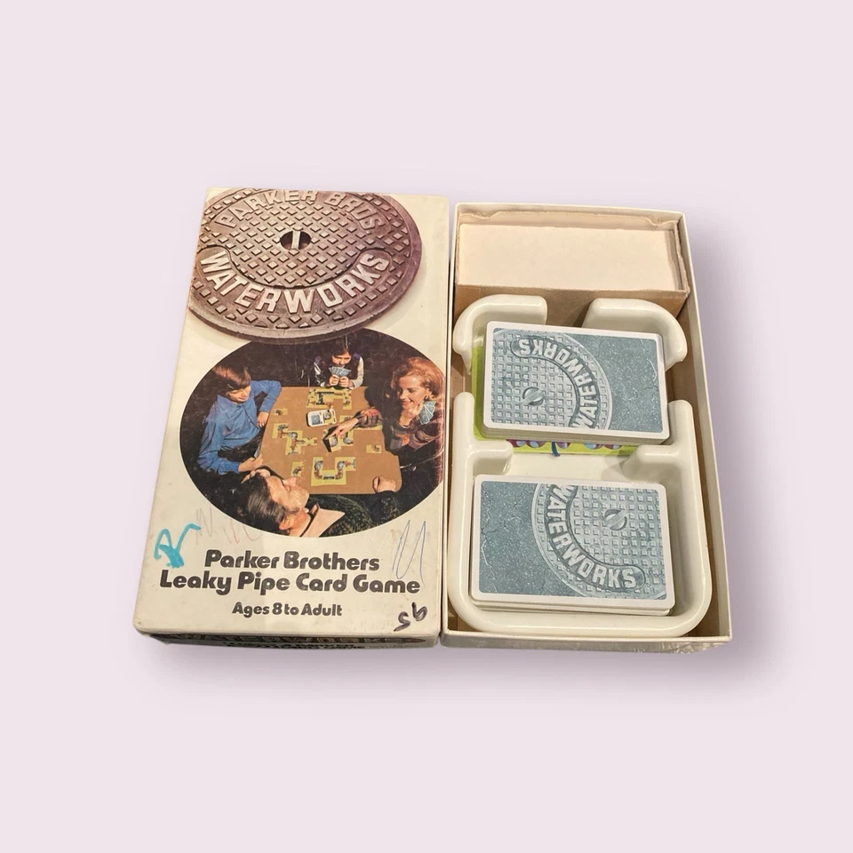 Juego de cartas vintage Parker Brothers WaterWorks tubo con fugas juego de mesa completo 1972 Foto 2 de 3