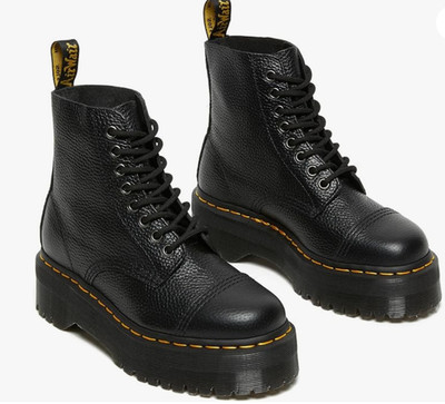 Dr. Martens Maple Zip Steel Toe Work Boots Black Pebbled Leather Women's US 9