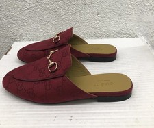 GUCCI Princetown GG Canvas Jumbo Loafer Horsebit Mule Maroon 38 EU 8 US H280