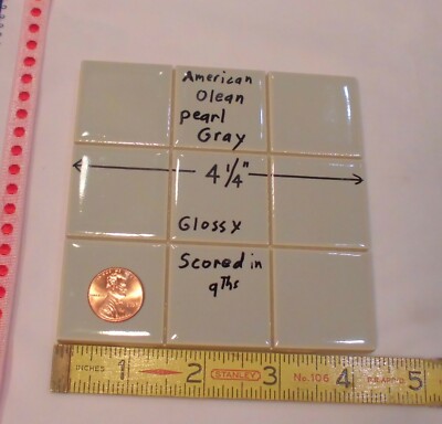 1 pc. *Pearl Gray* 4-1/4'' Scored 9ths Glossy Ceramic Tile by American Olean Co.