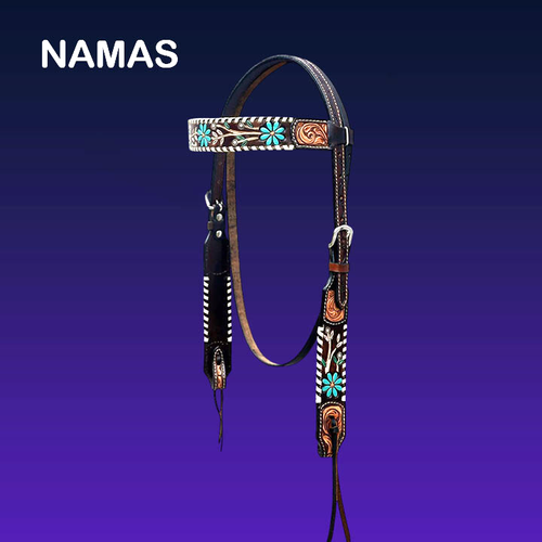 200% Leather Western Horse Headstall & Breast Collar Tack Set For Horse , Pony - Picture 2 of 6