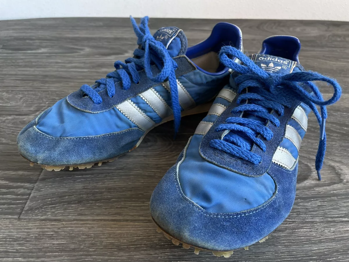 Adidas Vintage 80&#039;s Track &amp; Field Spikes Shoes Blue Stripes Men Sz 7 | eBay