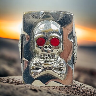 Vintage Rare 1940s Mexican Biker Ring Mixed Metals Skull Vintage Rare 1940s Mexican Biker Ring Mixed Metals Skull