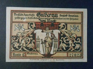GERMANY, GERMANY 1922 WEIMAR Emergency Banknote GUHRAU 2 Mark