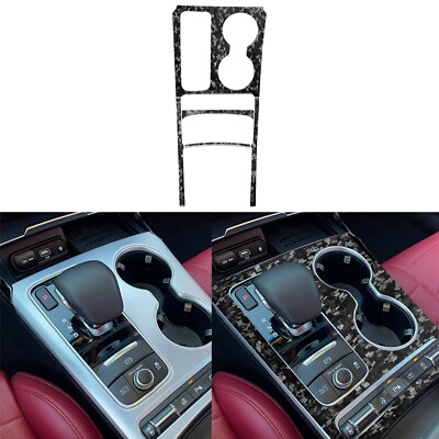 Forged Carbon Fiber Water Cup Holder Gear Shift Panel Cover Trim For Kia Stinger