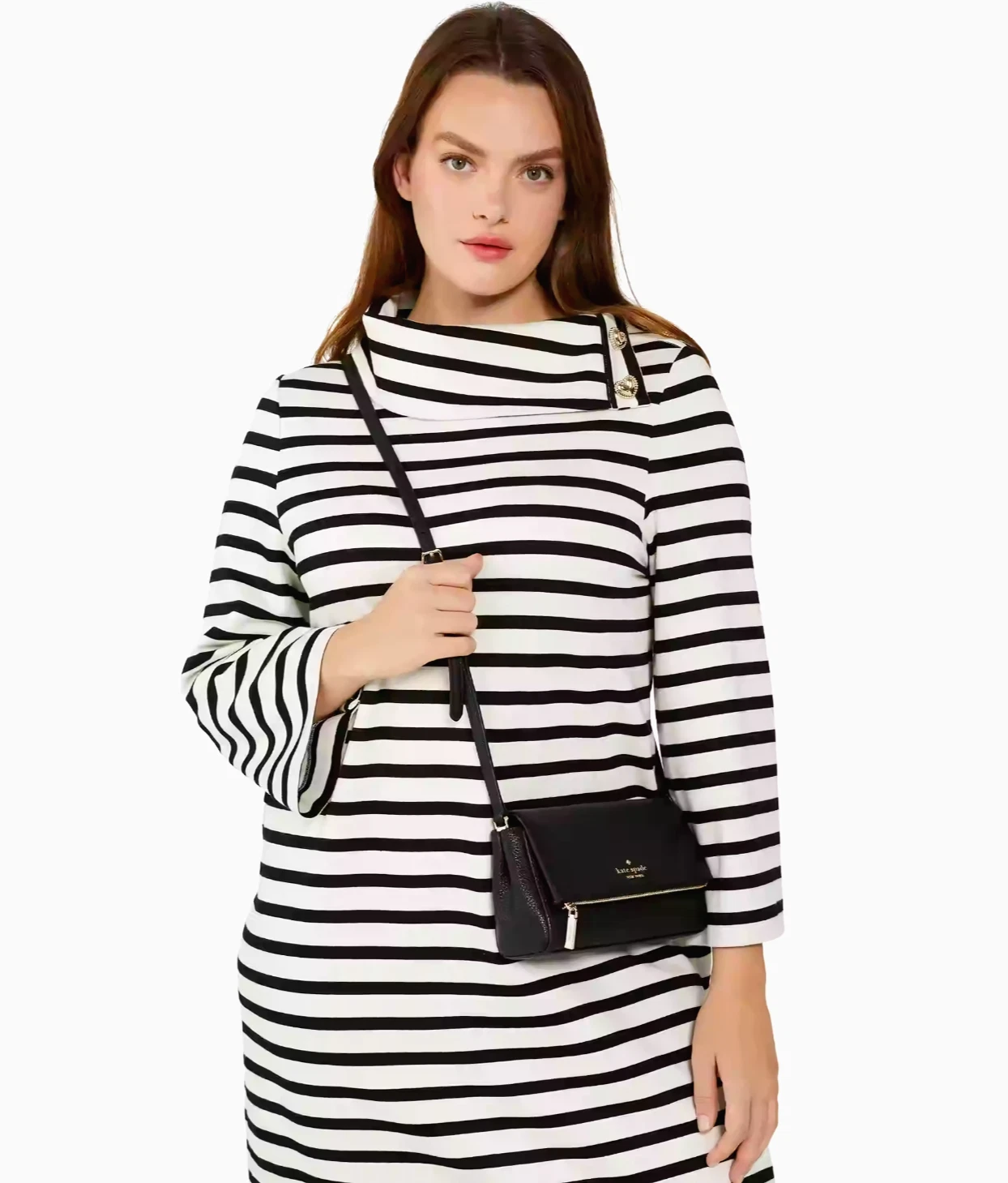 Nuova Kate Spade Leila mini cerniera pelle di ciottoli nera con sacchetto antipolvere