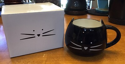 Koolkatkoo Cute Ceramic Black Cat Coffee Mug 12 oz Peek-a-boo Cat Inside w/ Box