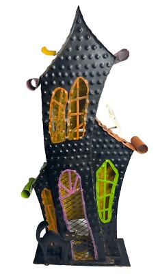 Halloween Decor Haunted Castle Metal Candle Holder