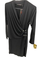 Allure Black Knit Women's Faux-Wrap Dress Size Medium