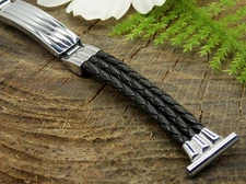 Sentinel Vintage 16mm Leather & Rolled Gold Plate Deployment Clsp Watch Band NOS