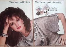 1983 print ad - JACLYN SMITH - Max Factor cosmetics 2-page beauty Advertising