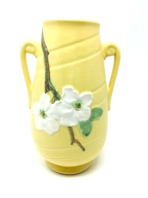 ANTIKE ART DECO WELLER GELBE ''BOUQUET'' USA KUNSTKERAMIK VASE 1933