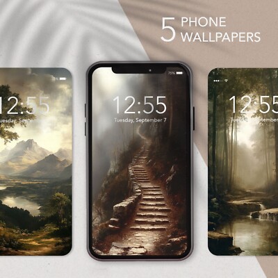 Vintage Landscape Painting Phone Background 1900s Aesthetic Dark Art Wallpaper