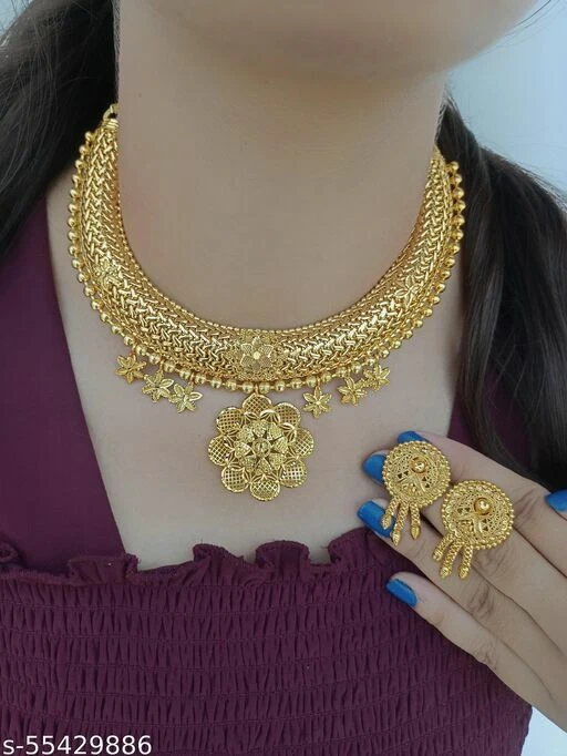 One gram gold shop necklace set with price