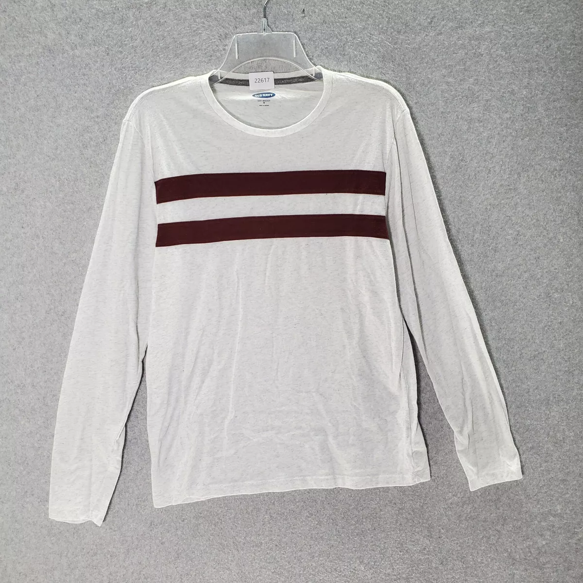 Old Navy Men T-Shirt Medium White Soft Washed Striped Long Sleeve Crew | eBay