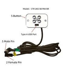 5 Button Switch Model CTR UR2 08 MW BR Controller for Power Recliner Lift Chair