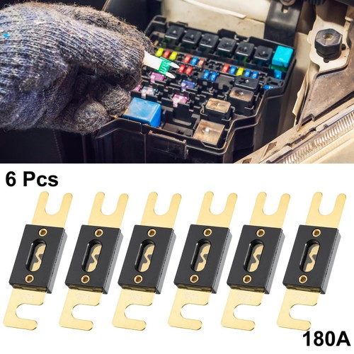 6pcs 180A Gold Tone ANL Fuse Universal for Inverters Car Vehicle Truck