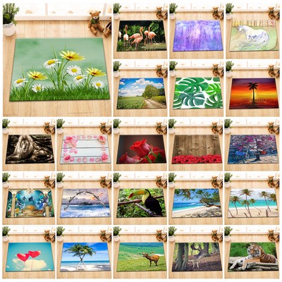 Beach Palm Tree Flamingo Daisy Kitchen Bathroom Rug 24x16 Shower Bath Door Mat