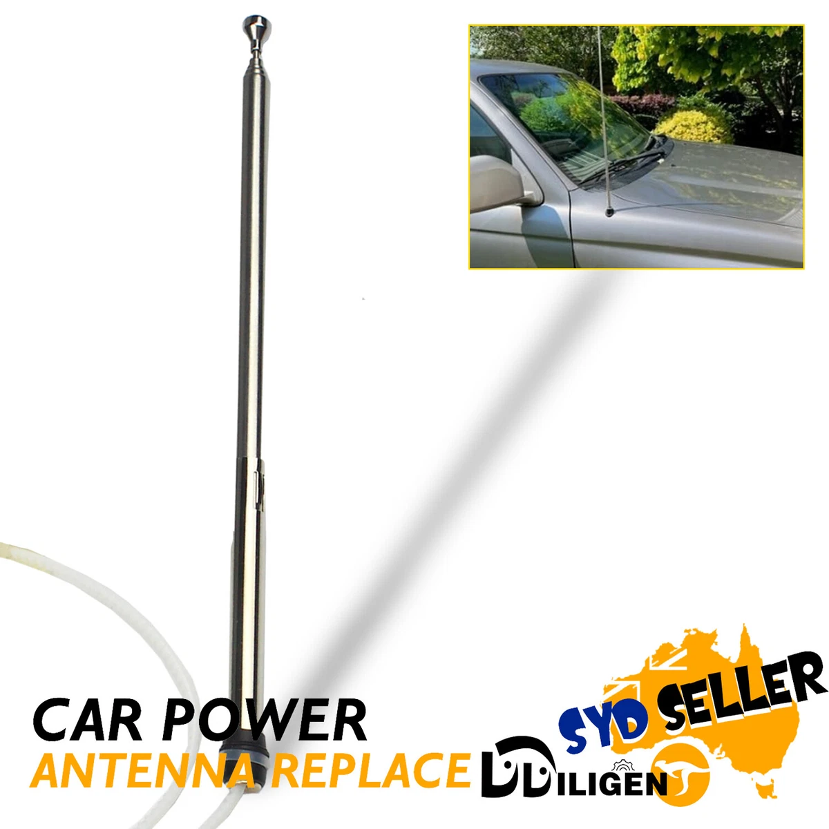 Motorized Power Car Radio Antenna Mast Rope Aerial For Toyota Hilux Ute 1997 05
