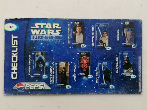 Star Wars Episode I Pepsi Card #92 CHECKLIST 8 TCG Mexico 1999 Lucasfilm - Picture 1 of 2