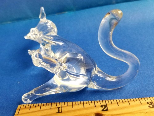 Pequeña estatuilla miniatura de ratón de vidrio transparente casa de muñecas jardín de hadas 3" - Imagen 5 de 5