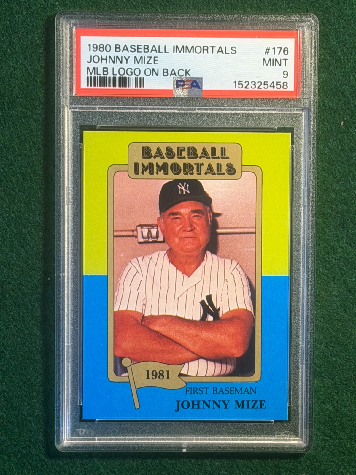 Johnny Mize #176 Baseball Cards 1980 Baseball Immortals trading card — raw and PSA graded price guide
