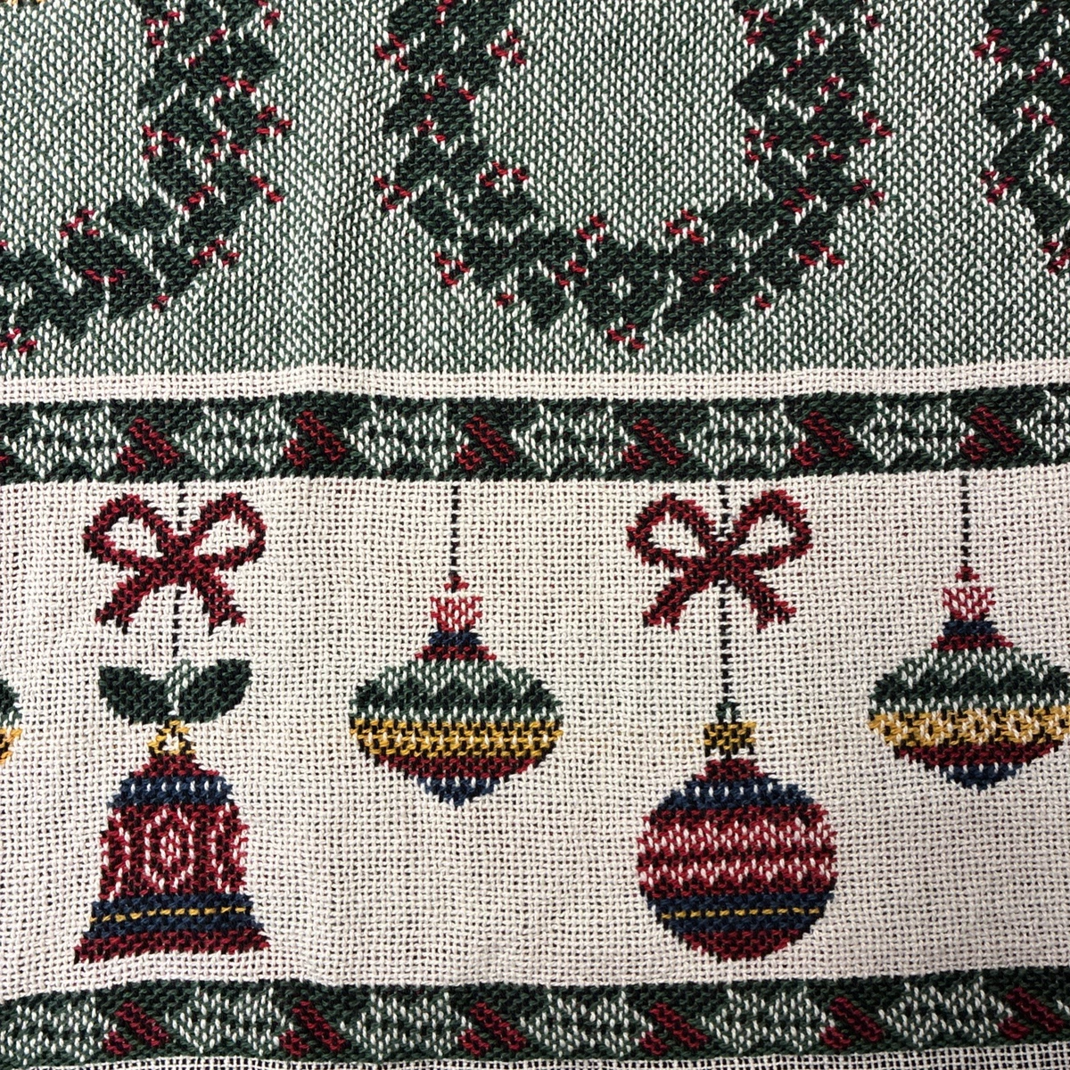 Vtg Crown Crafts Christmas Throw Blanket Tree Wreaths Ornaments Angels NWT 48x60