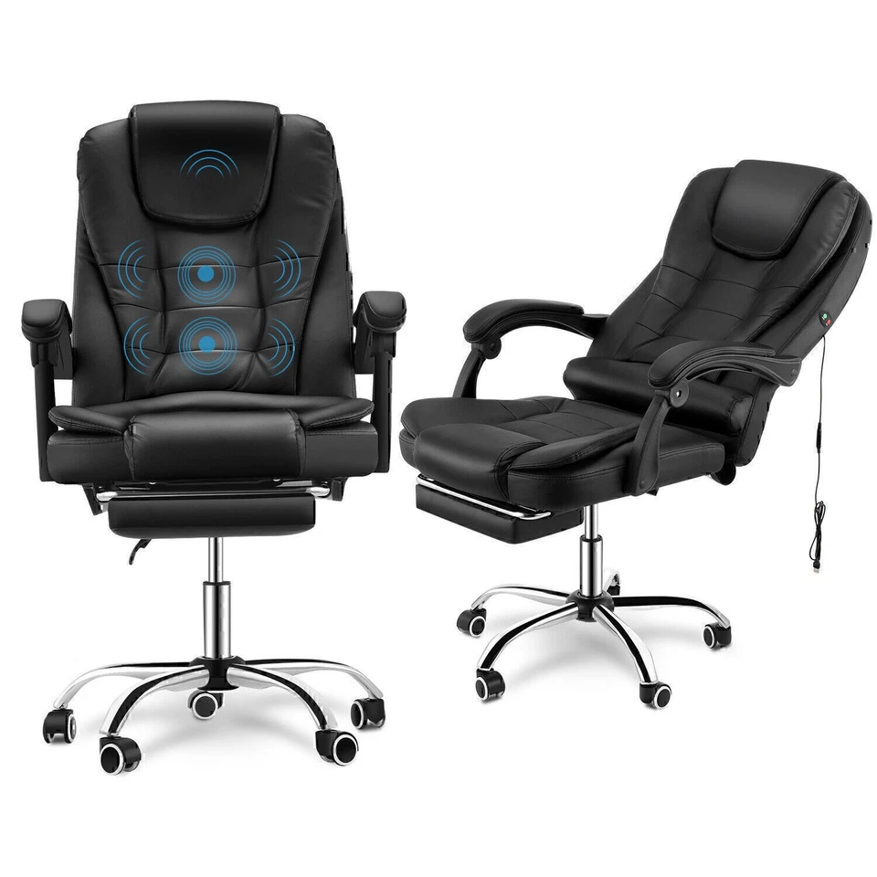 Massage Bürostuhl Chefsessel Schreibtischstuhl Drehstuhl Büro Gaming Fußablage - Bild 3 von 4