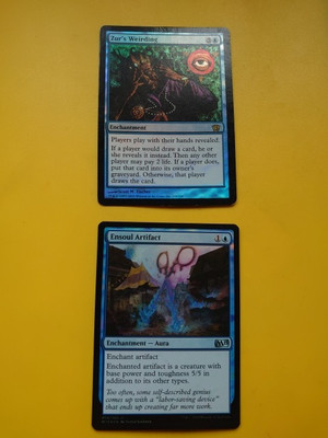 Ensoul Artifact & Zurs Weirdling Blue FOILS Magic the Gathering 2 Karten.
