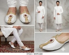 Men Shoes Indian Wedding Mojaries Designer Punjabi Jutties Flip-Flops US 6/7