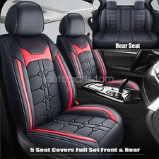 Fits Gmc Sierra Seat Cover 5-seat Full Set Leather Protector Front Rear Cushion