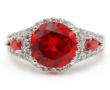 2CT Fire Garnet  White Topaz 925 Solid Sterling Silver Ring Jewelry Sz 9 IB2-4